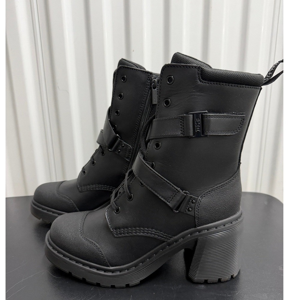 Dr. Martens Boots Women 11 Chesney Tech Black Buckle Strap Block Heel EUC